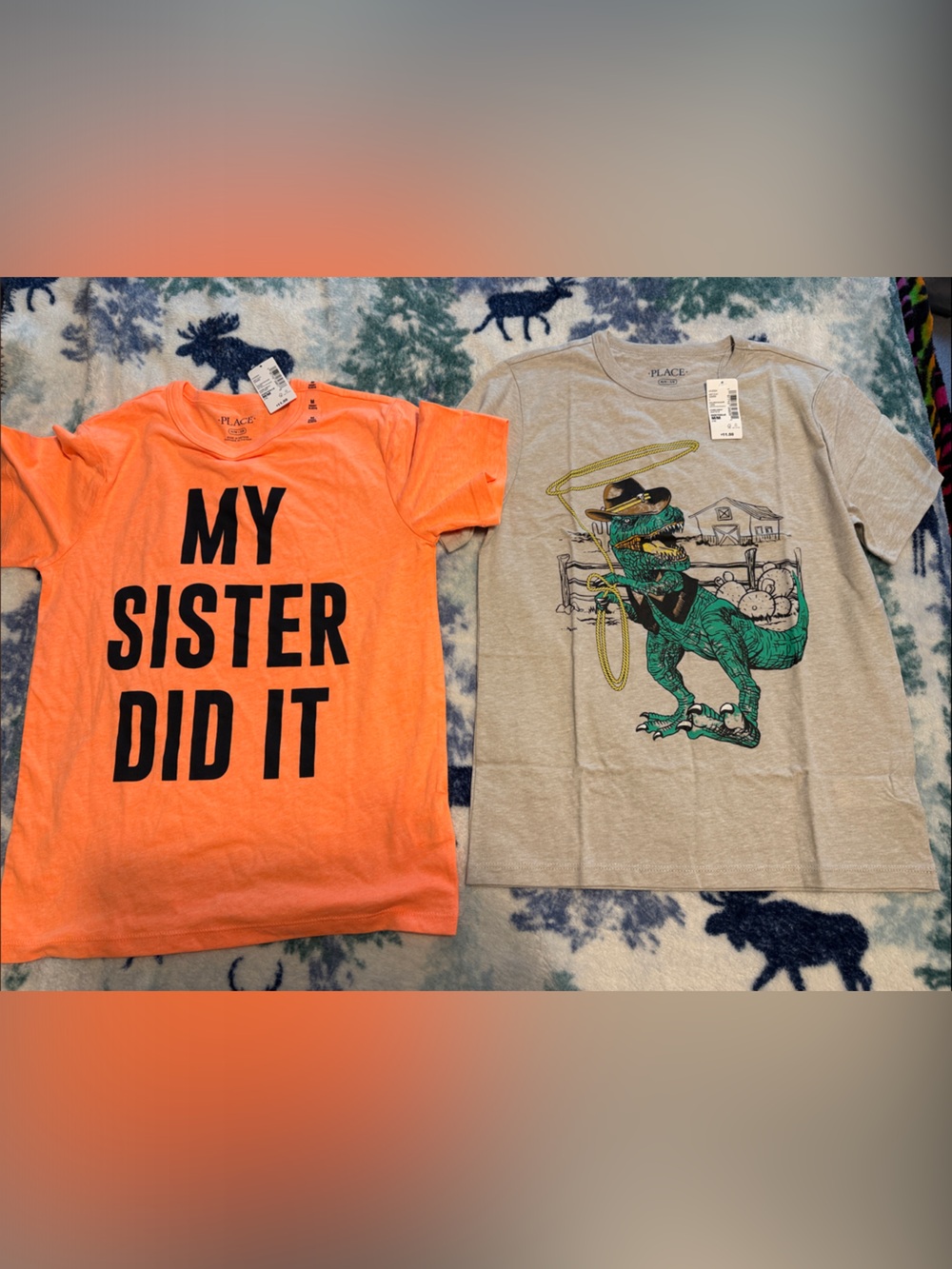 Place Bright Orange Short Sleeve Tee with Black 'My Sister Did It' Graphic